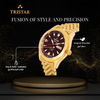 TRISTAR WATCHES BA SERIES INDEX BROWN DIAL GOLD STRAP