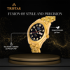 TRISTAR WATCHES BA SERIES NUMERAL BLACK DIAL WITH GOLD STRAP