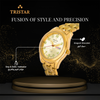 TRISTAR WATCHES BA SERIES NUMERAL GOLS DIAL WITH GOLD STRAP