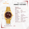 TRISTAR WATCHES BA SERIES INDEX BROWN DIAL GOLD STRAP