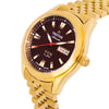 TRISTAR WATCHES BA SERIES INDEX BROWN DIAL GOLD STRAP