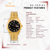 TRISTAR WATCHES BA SERIES NUMERAL BLACK DIAL WITH GOLD STRAP
