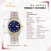 TRISTAR WATCHES BA SERIES NUMERAL BLUE DIAL 2T GOLD