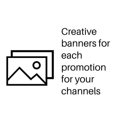 Creative banners for each promotion for your channels